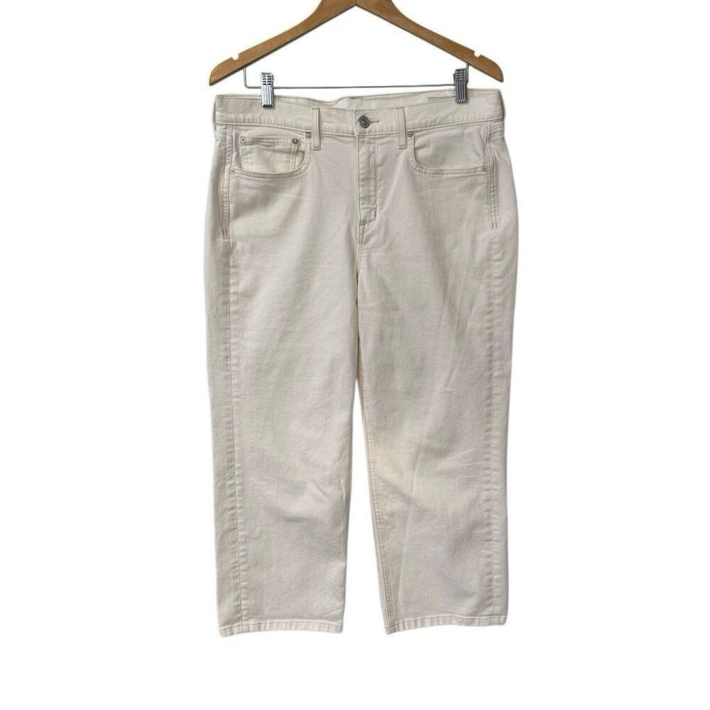 AYR Jeans Womens 32 White The Easy Easy Made in USA Stretch Denim Crop Straight